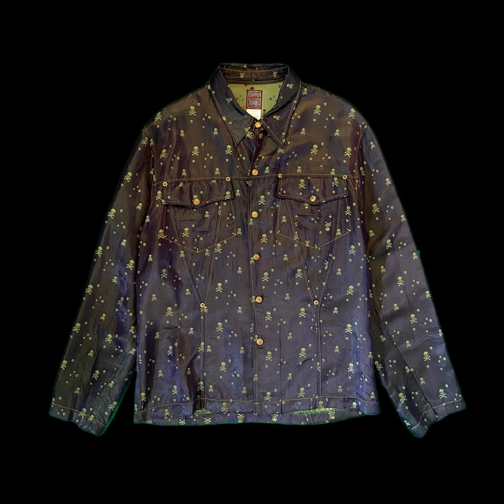 Jean Paul Gaultier 1995 Satin Embroidered Skull Work Jacket